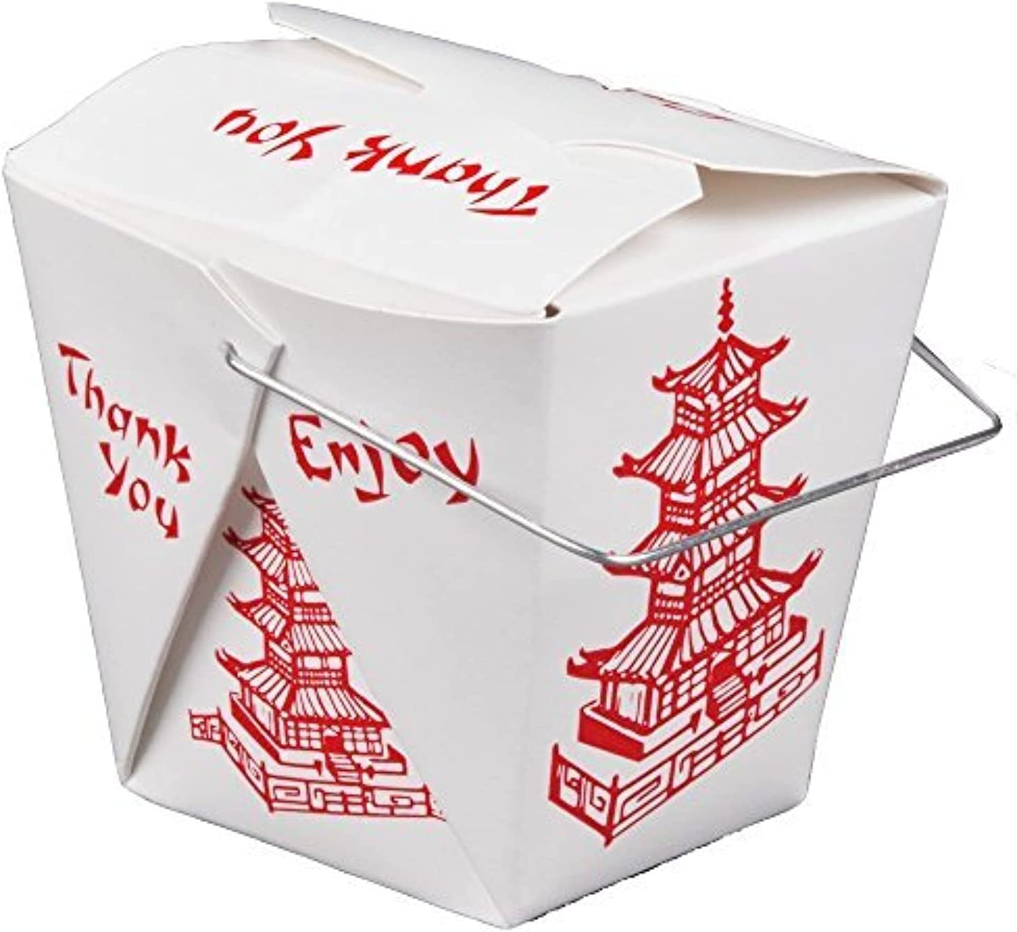 red and white chinese takeout box