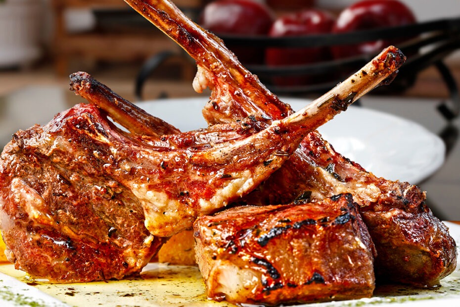 Roasted lamb chop, delicious lamb ribs roasted on the grill