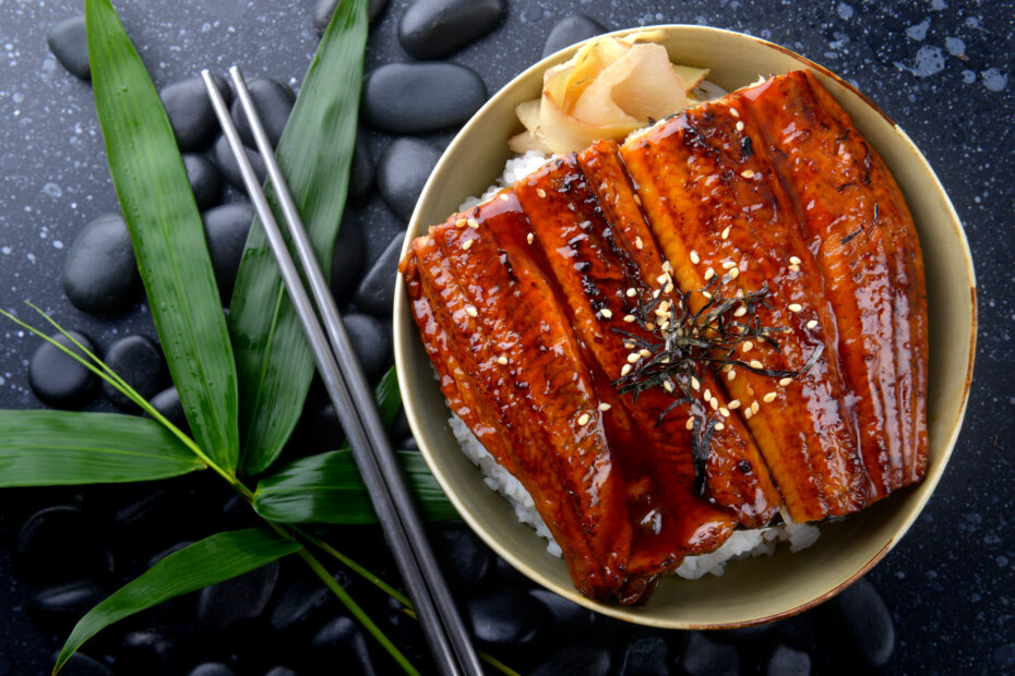 unagi on a plate with ginger