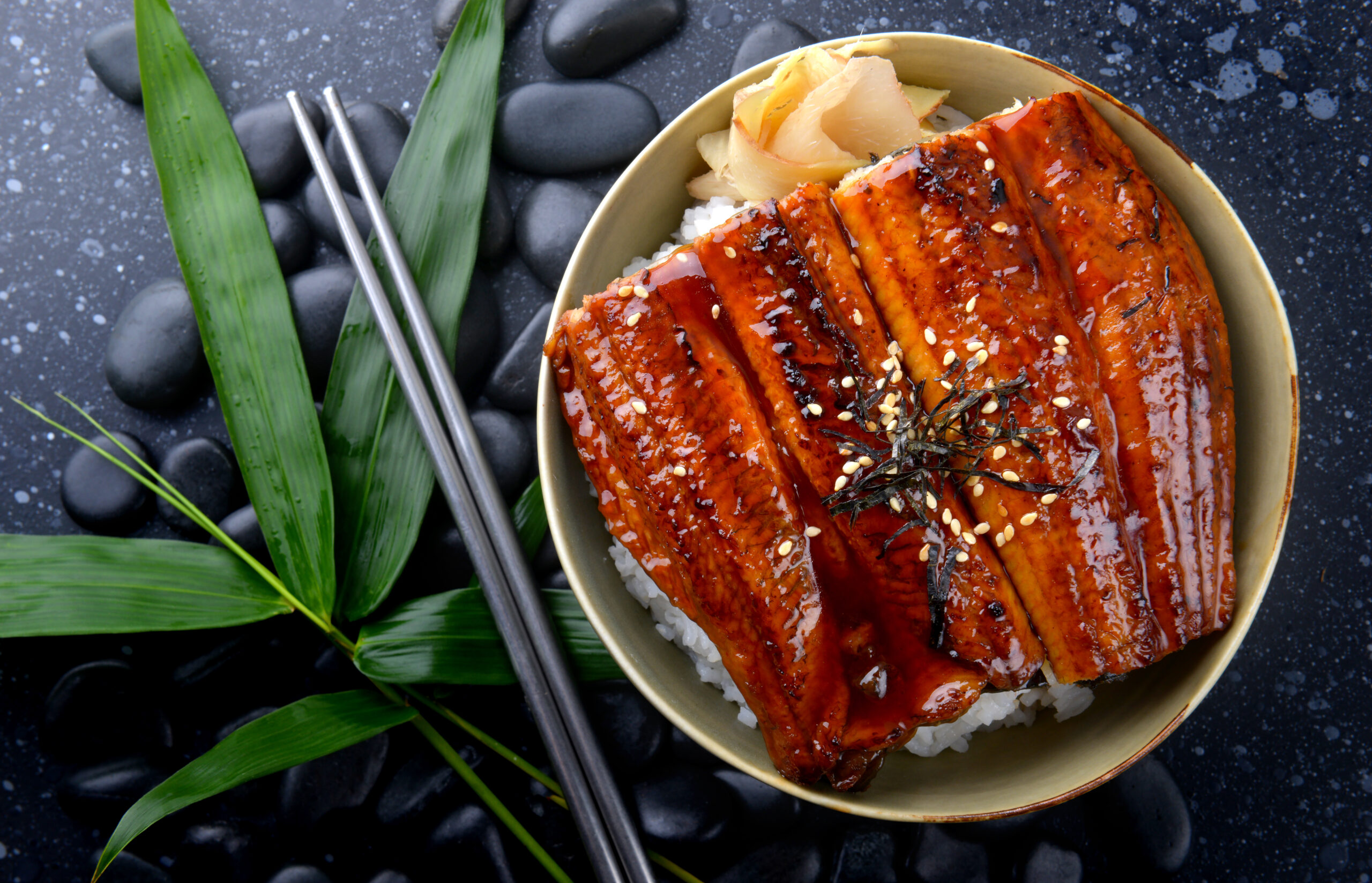 unagi on a plate with ginger